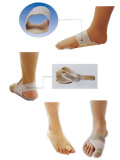 足底装具（画像上段：アーチサポート　中段：外側くさび　下段：外反母趾用